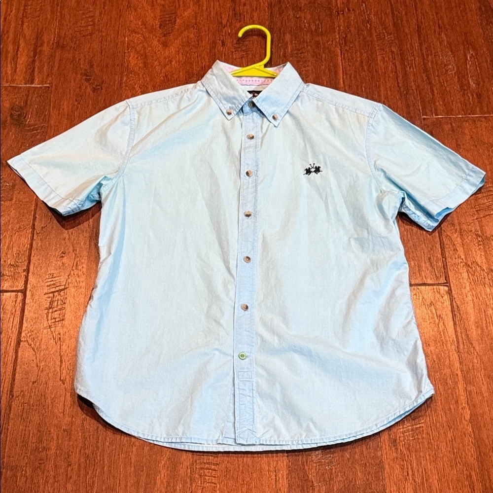 Small LA MARTINA Sky Blue Casual Button-Down Shirt
